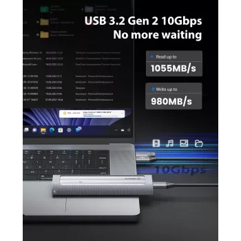 ORICO AXM2-G2 M.2 NVMe USB-C 10Gbps Enclosure - Grey