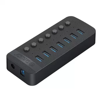 ORICO CT2U3-7AB USB 3.0 Hub ar 7 USB-A portiem un individuāliem slēdžiem - Melns