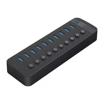 ORICO CT2U3-10AB 10-Port USB 3.0 Hub ar atsevišķiem slēdžiem - Melns