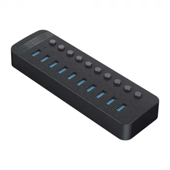 ORICO CT2U3-10AB 10-Port USB 3.0 Hub ar atsevišķiem slēdžiem - Melns
