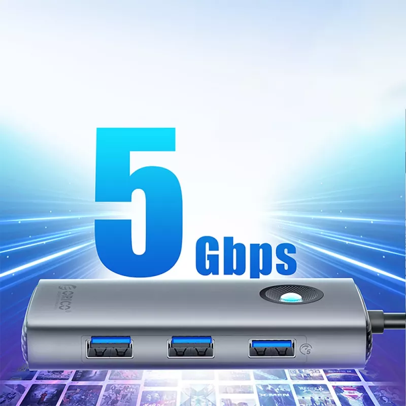 ORICO PW11-6P USB-C Hub 6-in-1 Docking Station, Grey