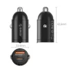 ORICO MiniRing 30W USB-A + USB-C Auto Lādētājs - Melns