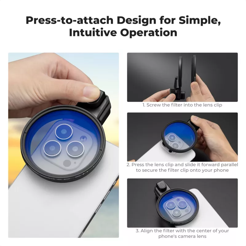 K&F Concept Smartphone Filter Clip 67mm Melns