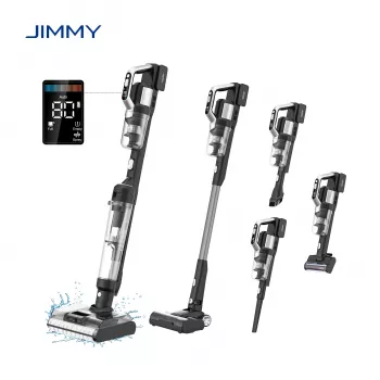 JIMMY PW11 Pro Max-B Bezvadu putekļsūcējs un grīdu mazgātājs, 460 W, 21.6 V, 40-80 min darbības laiks, Melns/Sudrabs