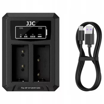 JJC Dual USB-C Lādētājs 2x Fujifilm NP-W126 / NP-W126S Akumulatoriem DCH-W126TC