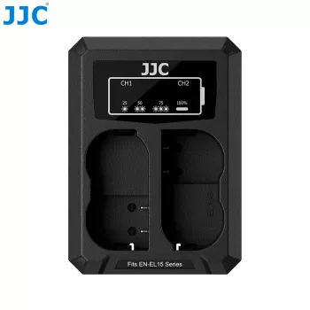 JJC Dual USB Lādētājs 2x Nikon EN-EL15, EN-EL15a, EN-EL15b, EN-EL15c baterijām
