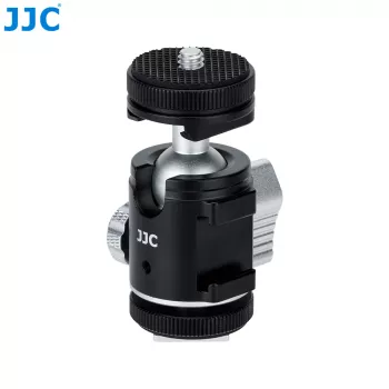 JJC BH-SM1 3D Mini Ball Head Alumīnija sakausējums ar 3 Cold Shoe stiprinājumiem, 1/4 inch skrūve, Melns