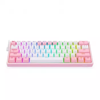Redragon Fizz Pro K616 60% Tri-Mode Mechanical Gaming Keyboard, White/Pink, RGB, Hot-Swappable, 1600mAh