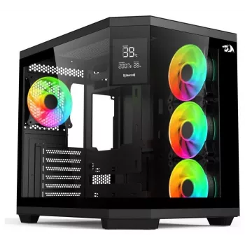 Redragon Vision ARGB GC-625-PRO Mid-Tower Gaming Case, Black, Tempered Glass, 4x120mm ARGB Fans