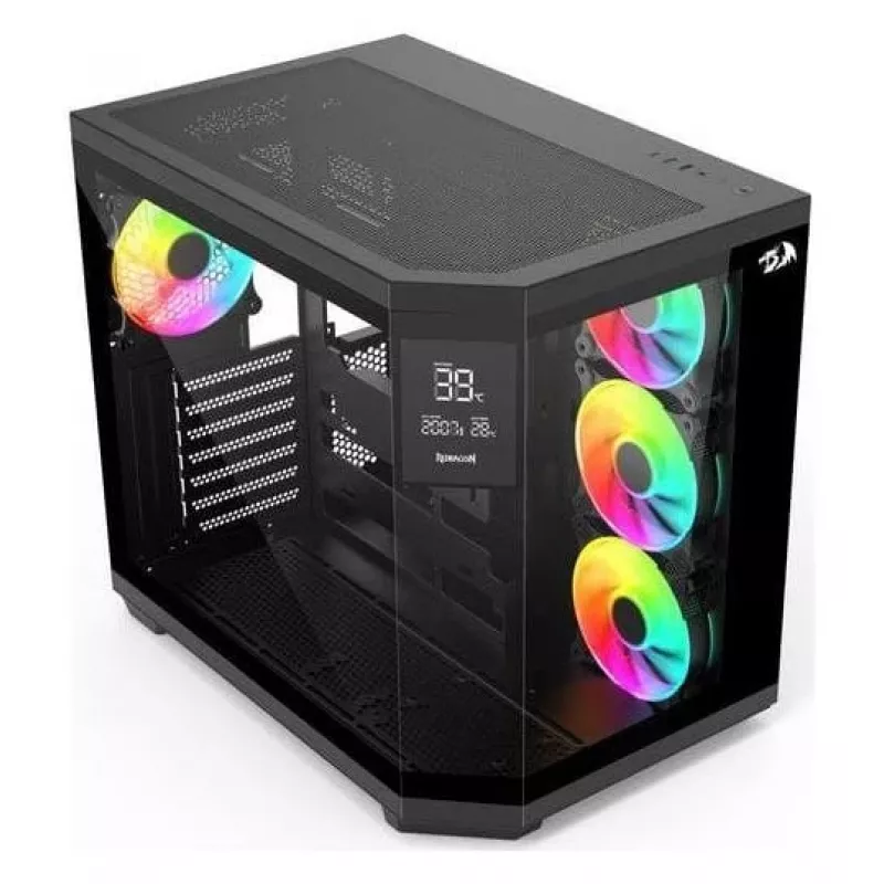 Redragon Vision ARGB GC-625-PRO Mid-Tower Gaming Case, Black, Tempered Glass, 4x120mm ARGB Fans