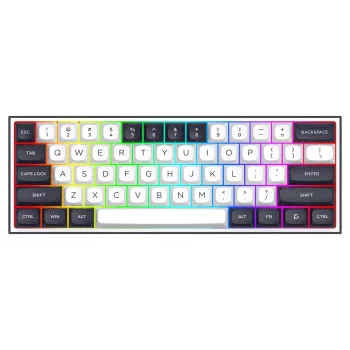 Redragon ALCOR QMK K717WB-RGB-PRO mehāniskā tastatūra, 75% izkārtojums, tri-mode, hot-swappable, balta/melna