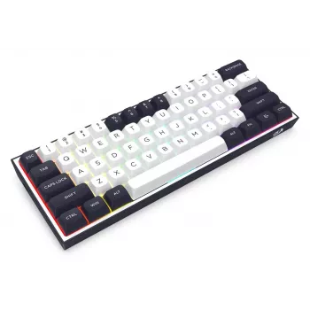 Redragon ALCOR QMK K717WB-RGB-PRO mehāniskā tastatūra, 75% izkārtojums, tri-mode, hot-swappable, balta/melna