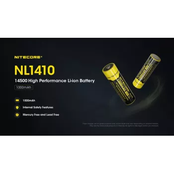 Nitecore NL1410 14500 1000mAh Li-ion uzlādējams akumulators