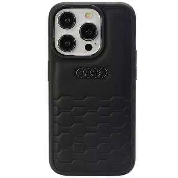 Audi GT Mākslīgās ādas cietais maciņš Apple iPhone 15 Pro Max 6.7 inch Melns