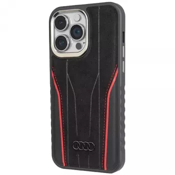 Audi Genuine Leather MagSafe iPhone 14 Pro Max 6.7 Black-Red Hardcase