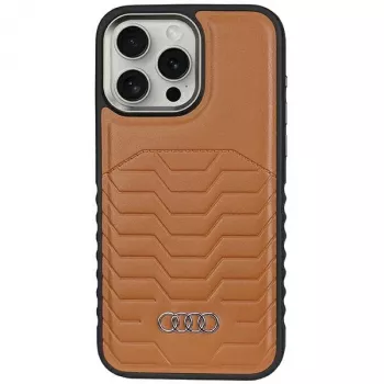 Audi Synthetic Leather MagSafe Hard Case for iPhone 15 Pro 6.1 inch - Brown