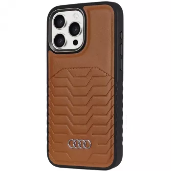 Audi Synthetic Leather MagSafe Hard Case for iPhone 15 Pro 6.1 inch - Brown