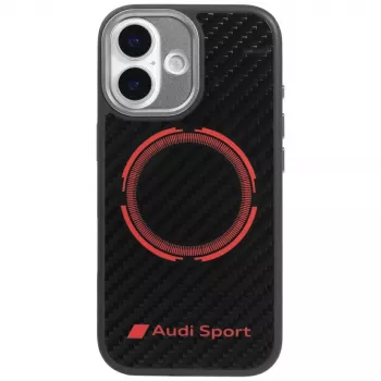 Audi RSQ Carbon Fiber Sport Red Circle MagSafe Case for iPhone 17 Black