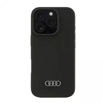 Audi Silikona Maciņš Apple iPhone 16 Pro 6.3 inch Melns Cietais Aizmugures Vāciņš AU-LSRIP16P-Q3/D1-BK