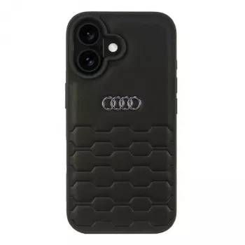 Audi ādas imitācijas cietais maciņš iPhone 16 6.1 collu - Melns