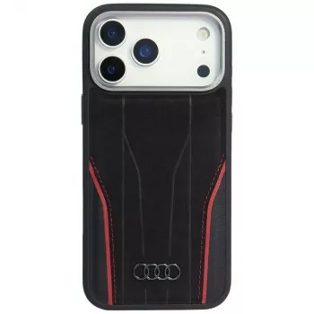 Audi R8 Īstas Ādas MacSafe Maciņš iPhone 15 Pro Max Melns/Sarkans