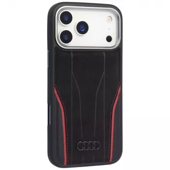 Audi R8 Īstas Ādas MacSafe Maciņš iPhone 15 Pro Max Melns/Sarkans