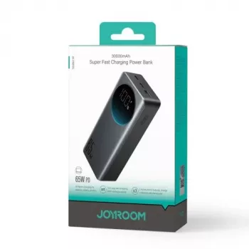 Joyroom JR-PBF05 Pro Power Bank 30000mAh 65W ar digitālo displeju 2x USB-C 1x USB-A - Melns