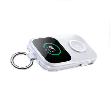 Joyroom JR-W19 5000 mAh Bezvadu Pulksteņa Lādētājs Power Bank Balts