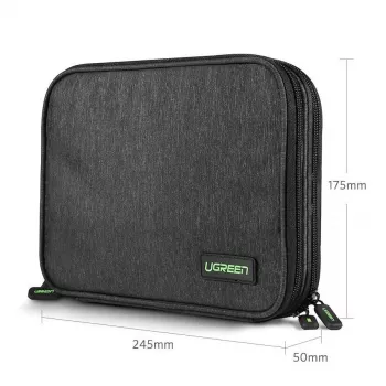 UGREEN Elektronikas organizators cietajiem diskiem HDD SSD telefoniem kabeļiem aksesuāriem 24,5 x 17,5 x 5 cm Pelēks (50147 LP149)