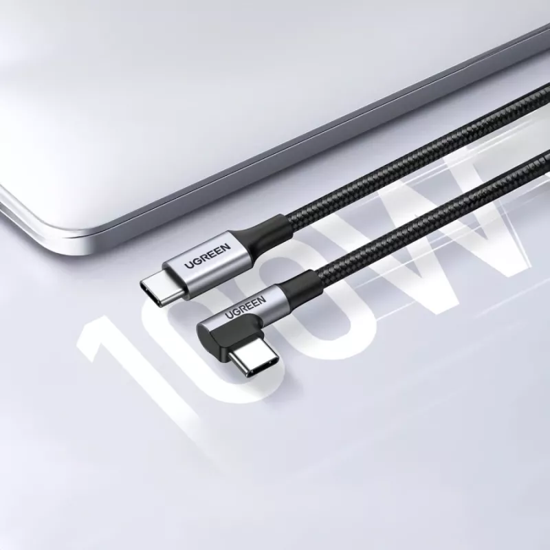 UGREEN USB-C to USB-C Angled Cable US334 5A PD 100W 2m Black
