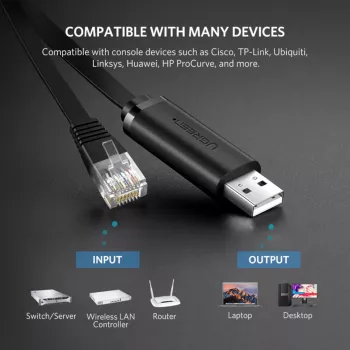 UGREEN CM204 USB to RJ45 Console Cable 1.5m Black