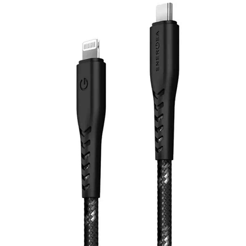 ENERGEA Nyloflex USB-C to Lightning kabelis MFi sertificēts 1.5m Melns