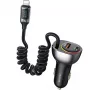 USAMS C37 Auto lādētājs 60W 1xUSB-A + 1xUSB-C PD+QC Ātrā uzlāde ar Lightning kabeli 30W Melns CC193CC01 (US-CC193)