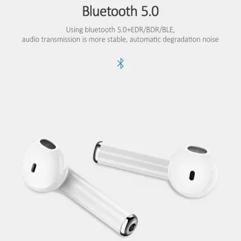 USAMS LU Series True Wireless Stereo Bluetooth 5.0 Earbuds ar uzlādes futrāli, Balts, BHULU01 (US-LU001)