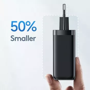 USAMS T47 65W PD ātrās uzlādes Super Si sienas lādētājs ar 1x USB-C un 1x USB-A, balts (CC153TC02)