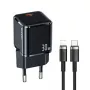USAMS T45 30W PD3.0 USB-C Fast Charger with U63 USB-C to Lightning Cable, Black, UXTZH01