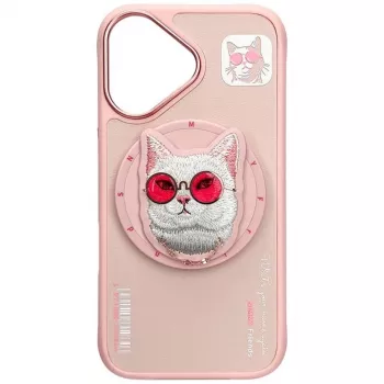 Nimmy Glasses Cool Cat Maciņš ar MagSafe iPhone 16, Rozā