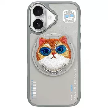 Nimmy Glasses Cool Cat Maciņš ar MagSafe iPhone 16, Pelēks