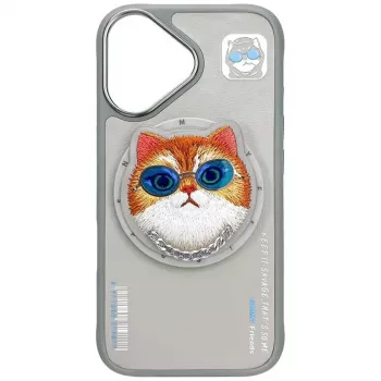 Nimmy Glasses Cool Cat Maciņš ar MagSafe iPhone 16, Pelēks