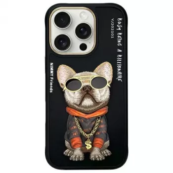 Nimmy Case for iPhone 16 Pro 6.3 inch Black Cool Dog with Glasses