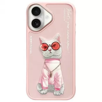 Nimmy Maciņš Apple iPhone 16 6.1 inch Rozā Glasses Cool Cat