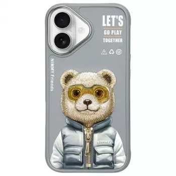 Nimmy Cool&Cute 2.0 Lāča maciņš Apple iPhone 16 6.1 inch Pelēks