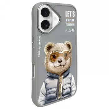 Nimmy Cool&Cute 2.0 Lāča maciņš Apple iPhone 16 6.1 inch Pelēks