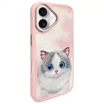 Nimmy Big Eyed Pet 2.0 Cat Back Cover Case for Apple iPhone 16 6.1 inch - Pink