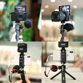 ULANZI U-60 Mini Ball Head ar diviem Cold Shoe stiprinājumiem, 1/4 inch vītne, alumīnija sakausējums, 1.5 kg slodze, melns