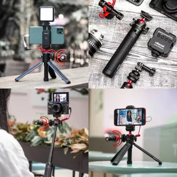 ULANZI MT-16 Mini Tripod Selfie Stick ar lodveida galvu un Cold Shoe, Melns