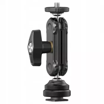 Ulanzi R098 Magic Arm Double Ball Head Articulating Arm ar 1/4 inch skrūvi un Cold Shoe stiprinājumu, Melns