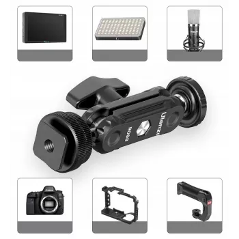 Ulanzi R098 Magic Arm Double Ball Head Articulating Arm ar 1/4 inch skrūvi un Cold Shoe stiprinājumu, Melns