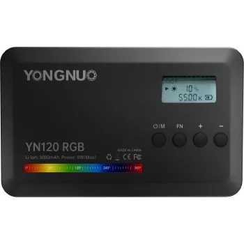 Yongnuo YN120 RGB LED Video Light, Bi-Color 2500K-9900K, 12W, Built-in Battery, USB-C