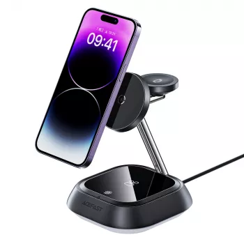 ACEFAST E16 3-in-1 Wireless Charging Station 15W for Phone / Earbuds / Watch - Black